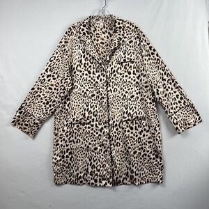 Victorias Secret Sleep Shirt Womens XL Leopard Animal Print Button Up Gown